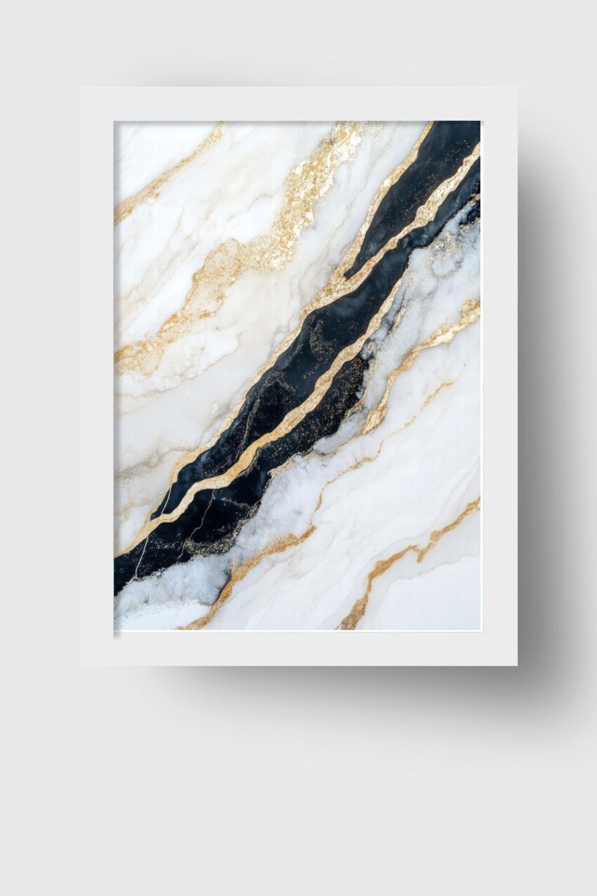Poster mit schwarzer Marmorader und goldenen Akzenten in edler Marmoroptik