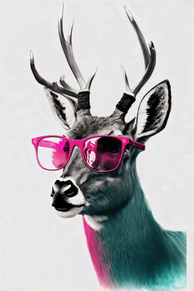 Hirsch Sonnenbrille pink Leinwandbild