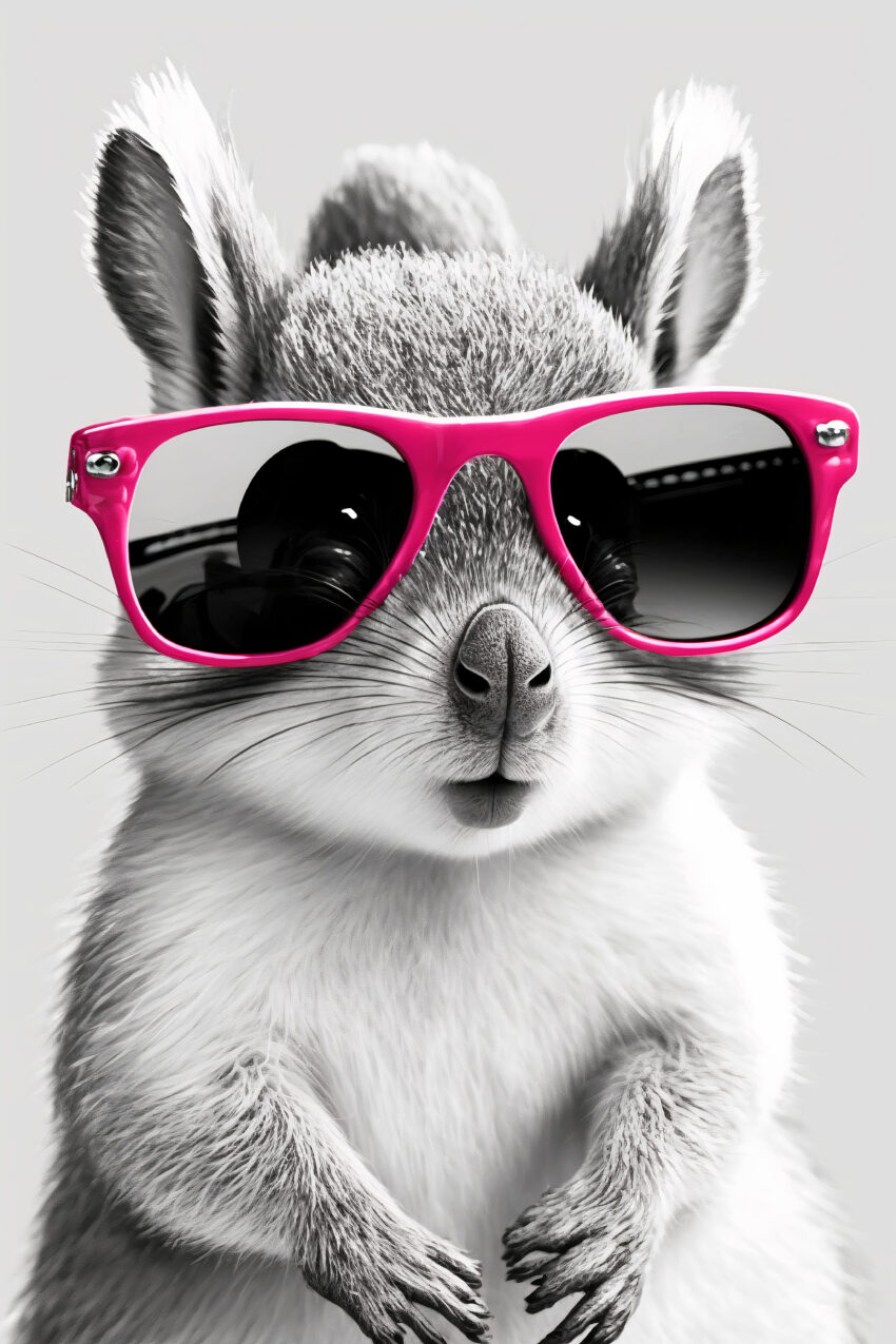 Fotografie Poster Känguru mit Sonnenbrille schwarz-weiß pink