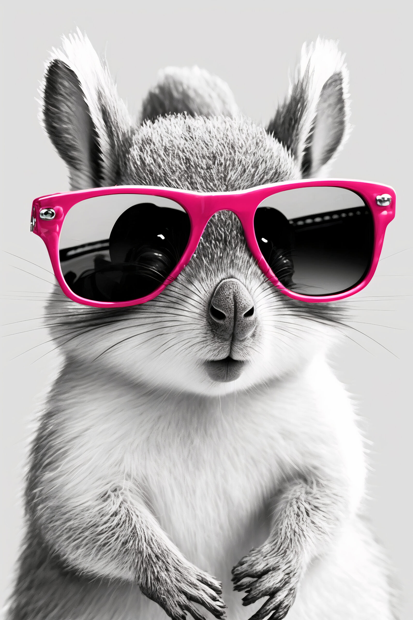 Fotografie Poster Känguru mit Sonnenbrille schwarz-weiß pink