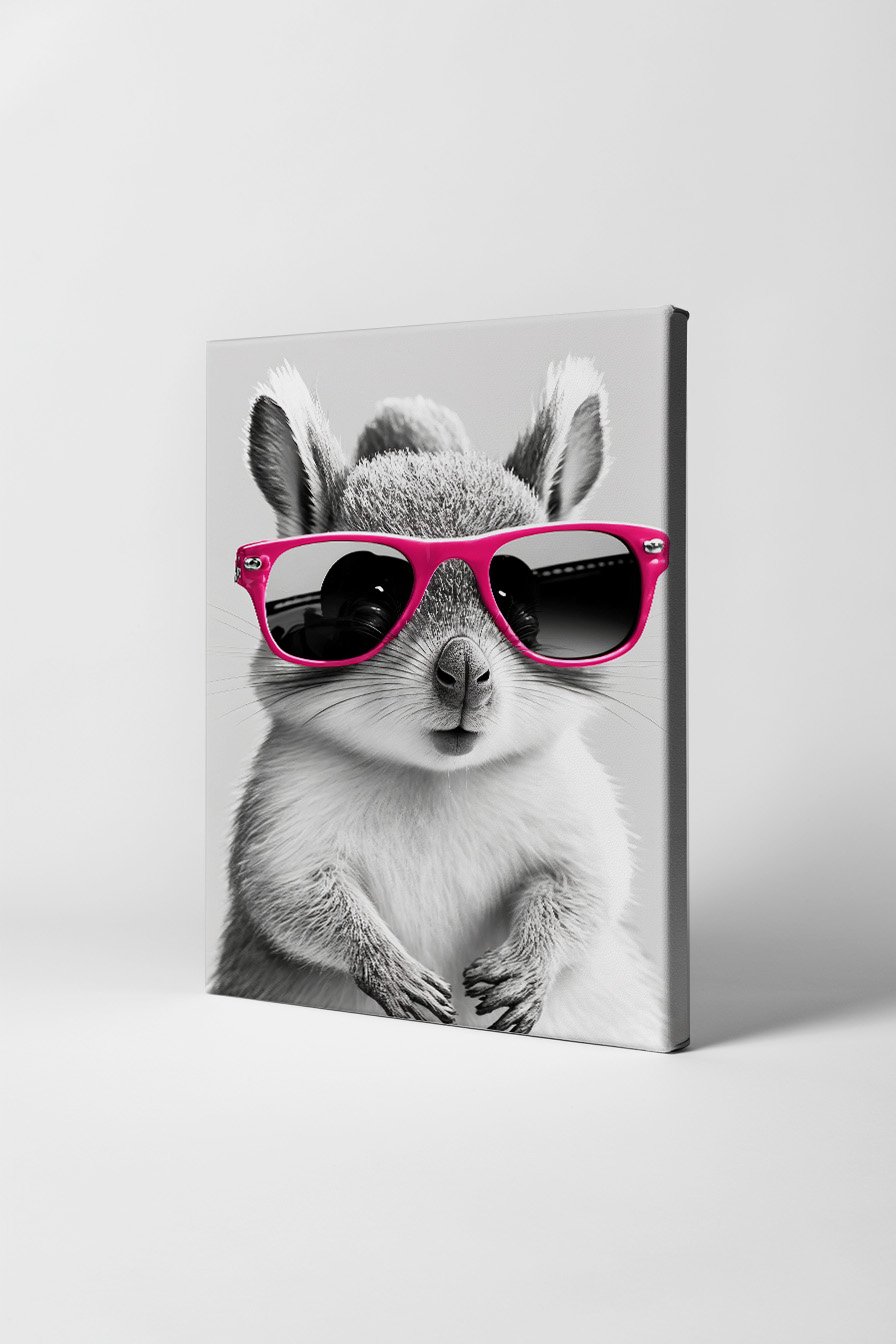 Fotografie Poster Känguru mit Sonnenbrille schwarz-weiß pink