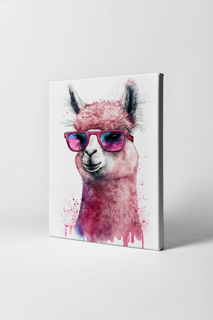 Digitale Kunst Poster Alpaka Sonnenbrille pink rosa