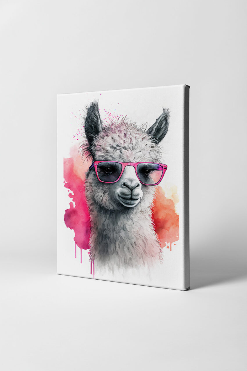 Digitale Kunst Poster Alpaka Sonnenbrille pink