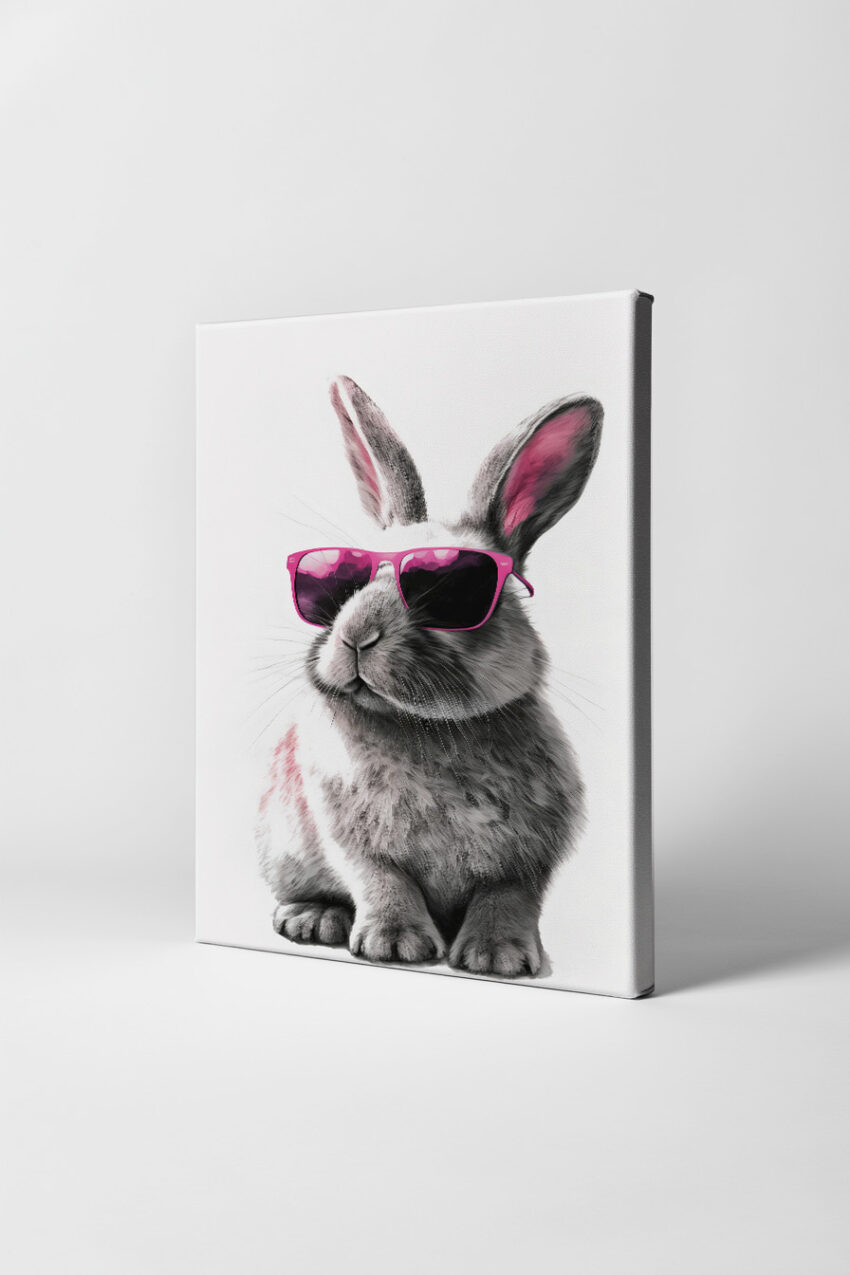 Digitale Kunst Poster Kaninchen Sonnenbrille pink weiß