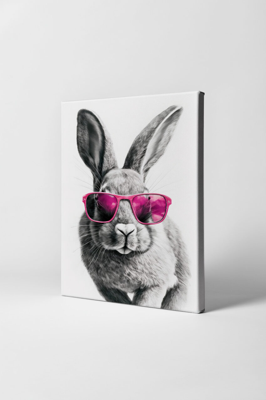 Digitale Kunst Poster Kaninchen pinke Brille Sonnenbrille