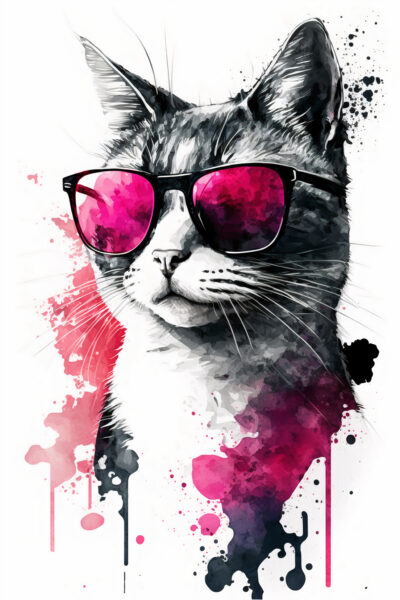 Katze pinke Sonnenbrille Poster