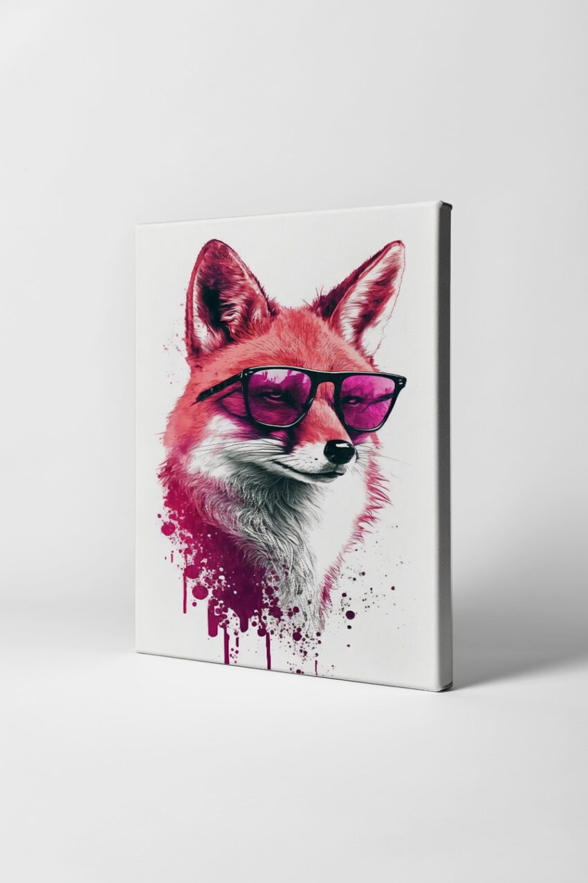 Digitale Kunst Poster Fuchs Sonnenbrille pink schwarz