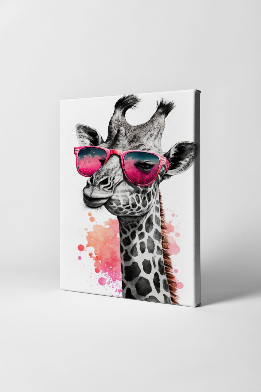 Illustration Poster Giraffe Sonnenbrille pink bunt