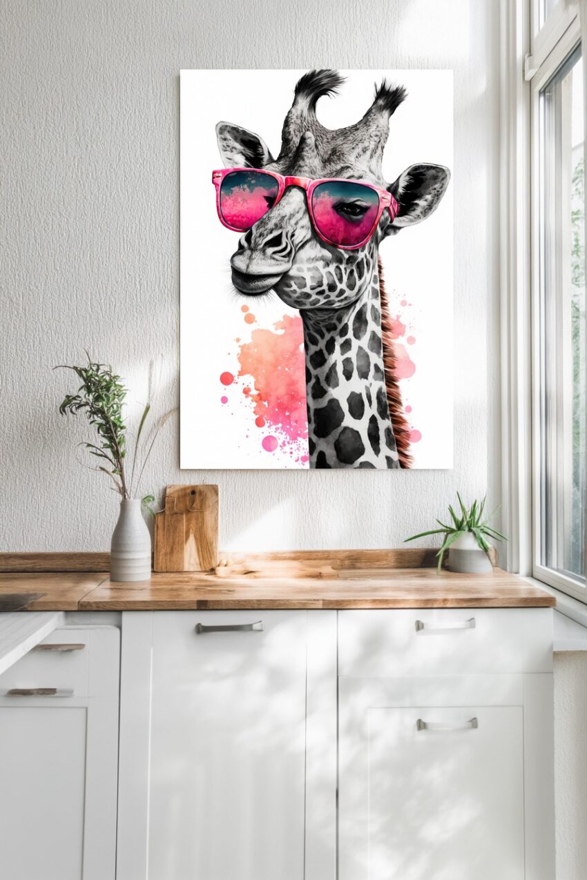 Illustration Poster Giraffe Sonnenbrille pink bunt