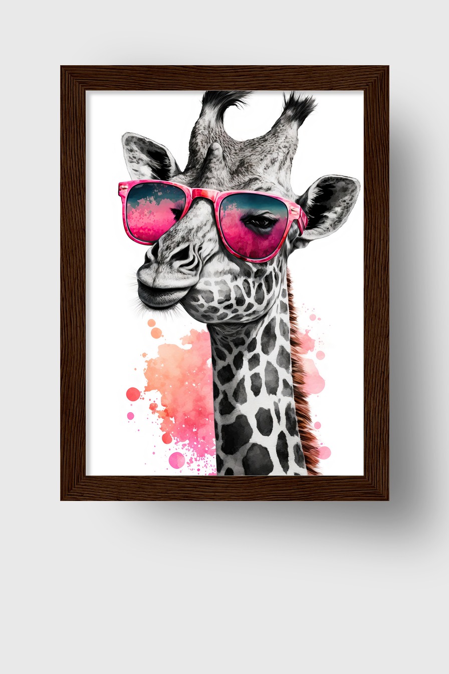 Illustration Poster Giraffe Sonnenbrille pink bunt