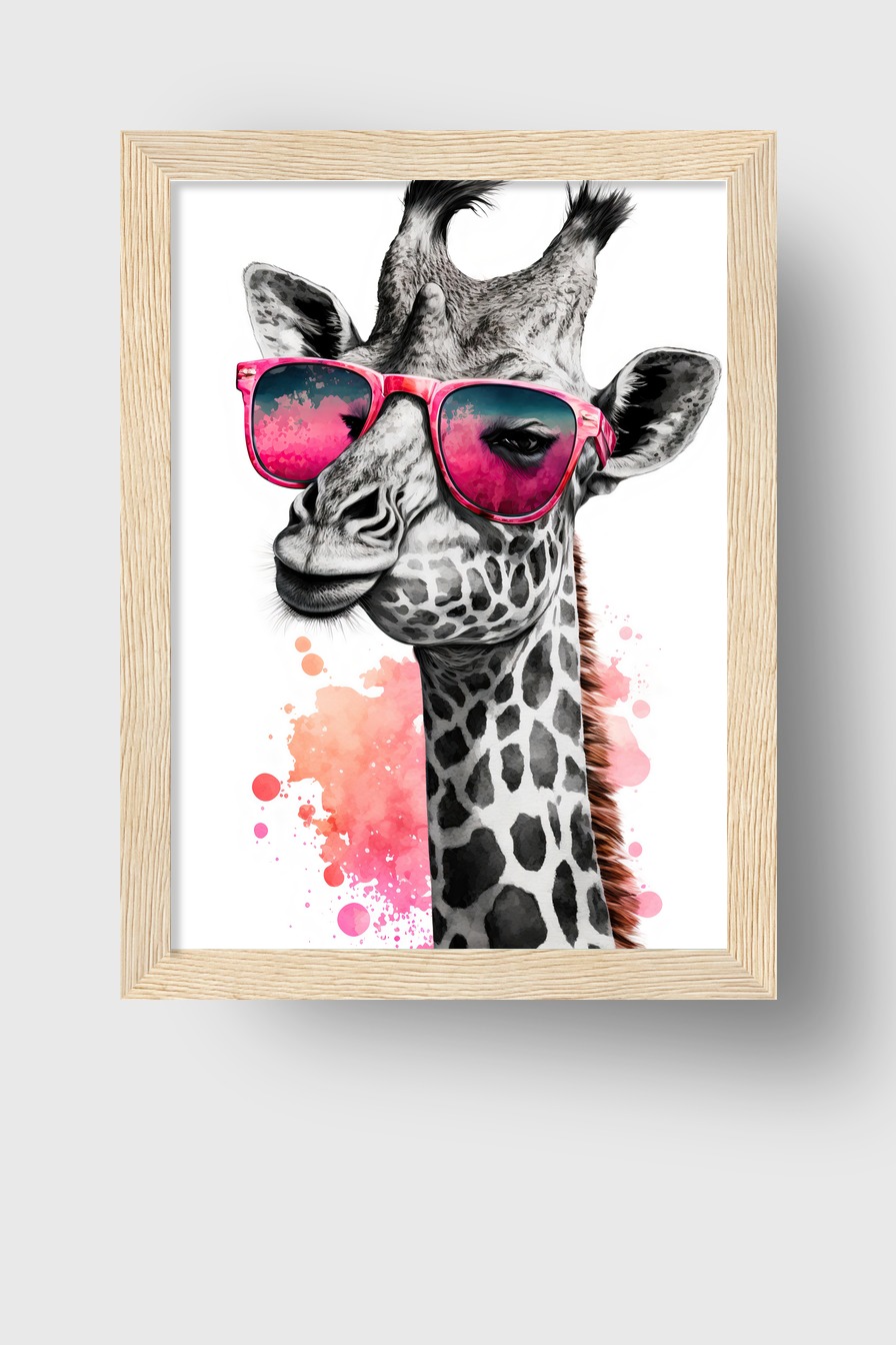 Illustration Poster Giraffe Sonnenbrille pink bunt