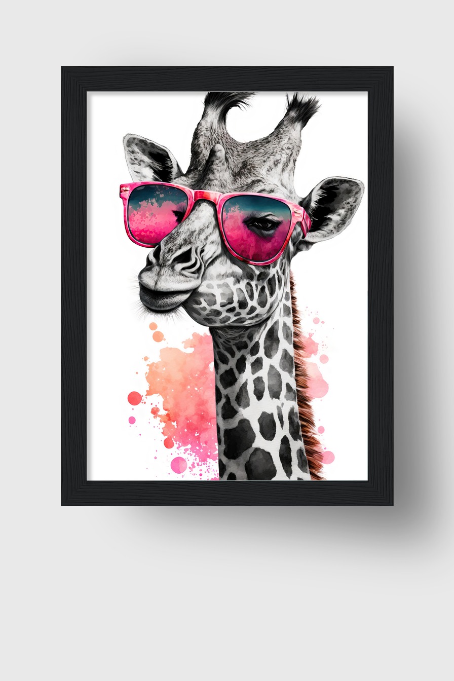 Illustration Poster Giraffe Sonnenbrille pink bunt