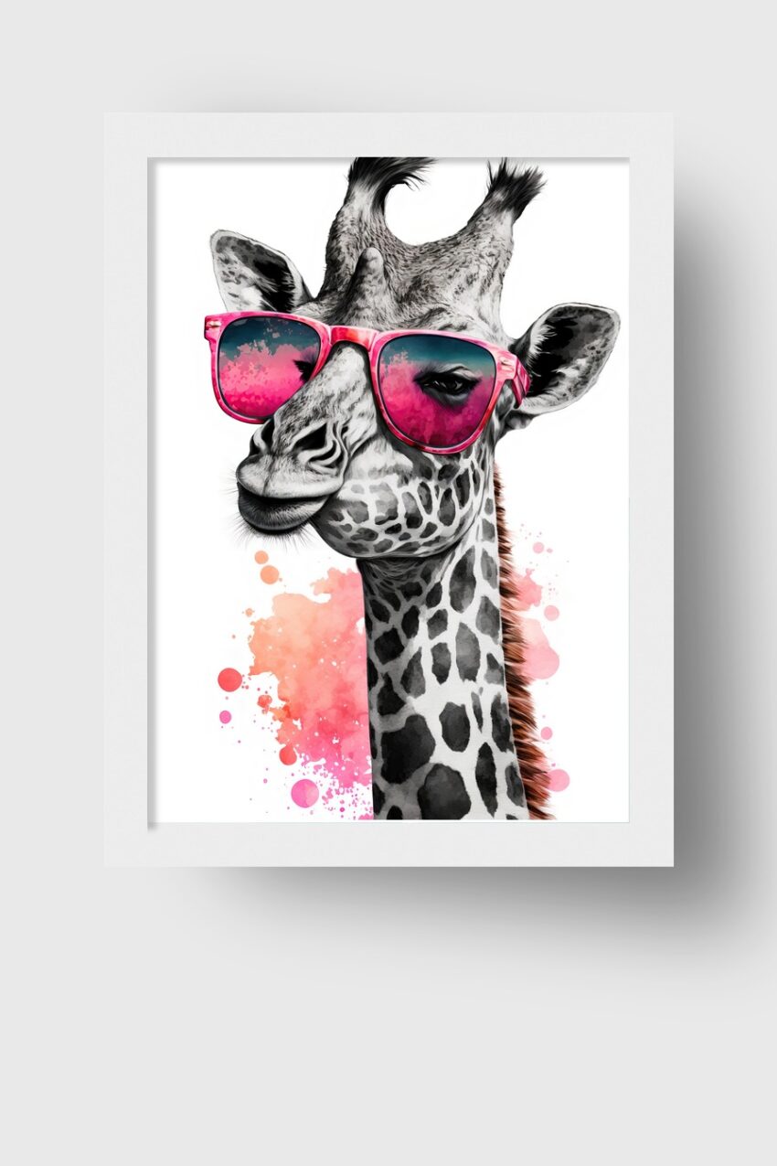 Illustration Poster Giraffe Sonnenbrille pink bunt