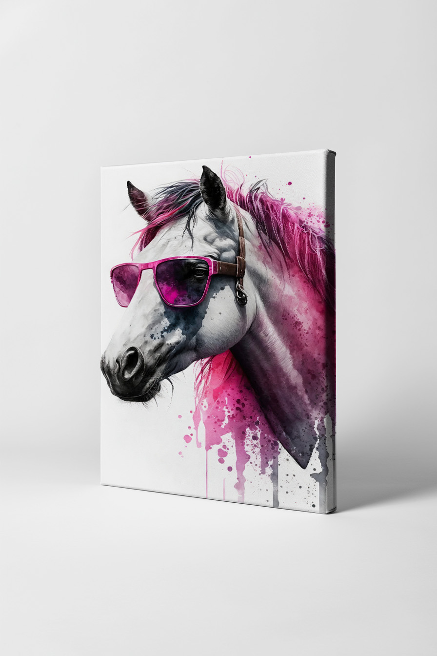 Digitale Kunst Poster Pferd Sonnenbrille pink