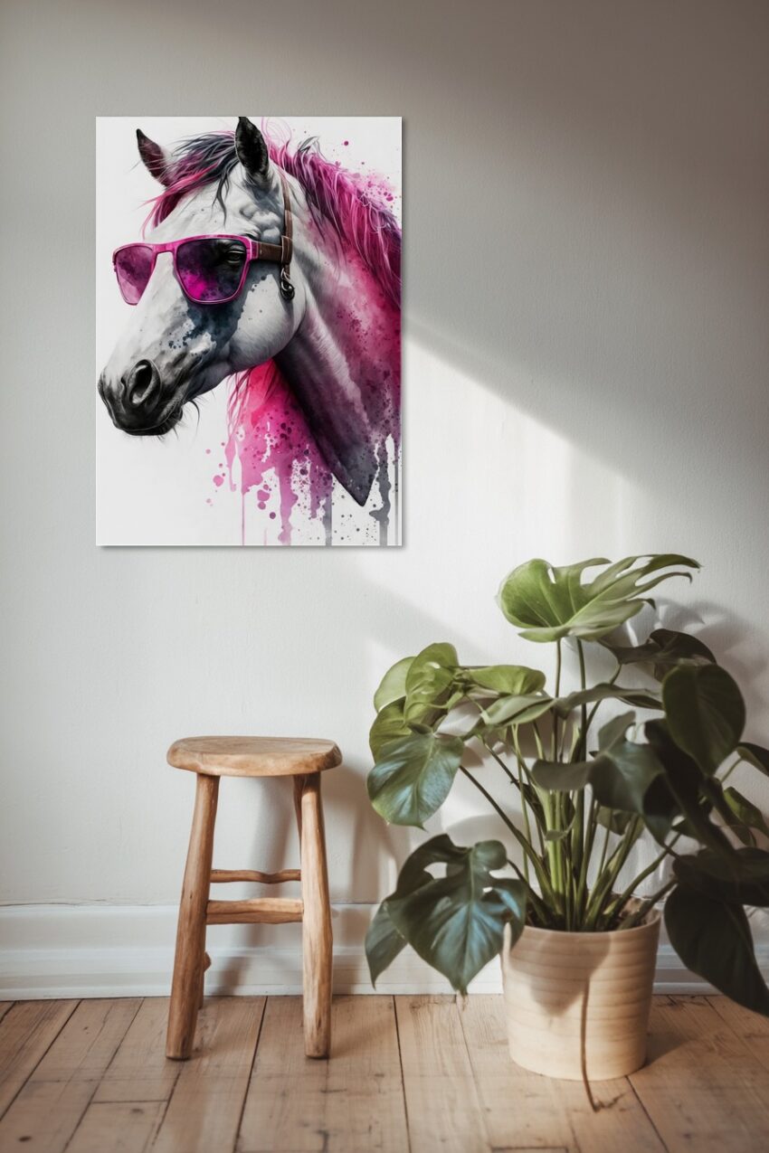 Digitale Kunst Poster Pferd Sonnenbrille pink