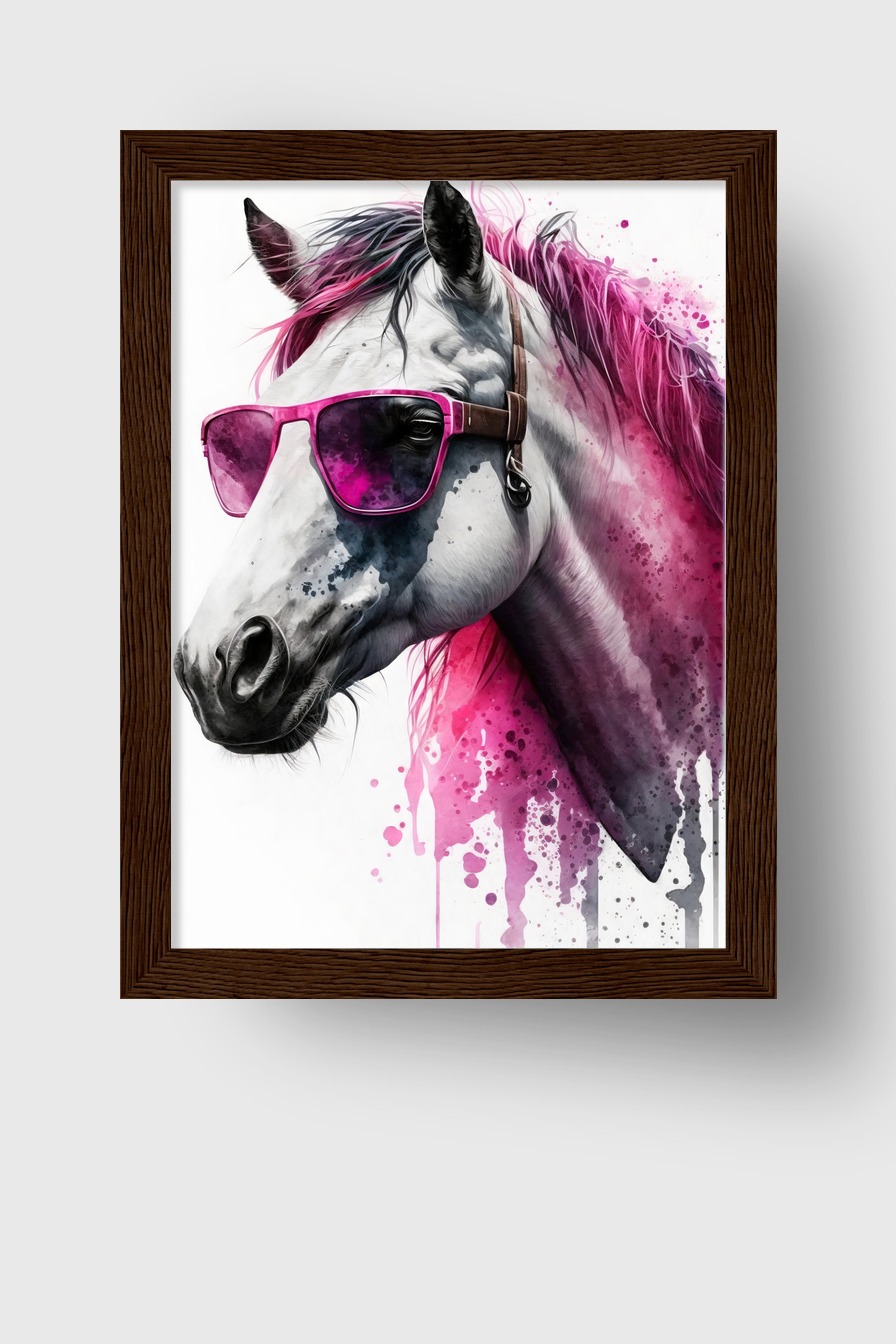 Digitale Kunst Poster Pferd Sonnenbrille pink