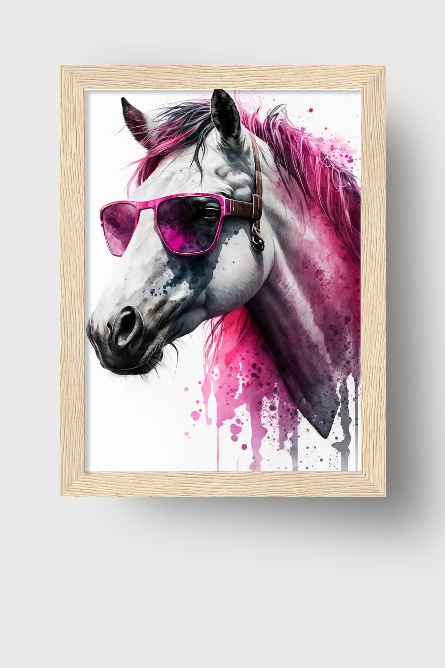 Digitale Kunst Poster Pferd Sonnenbrille pink