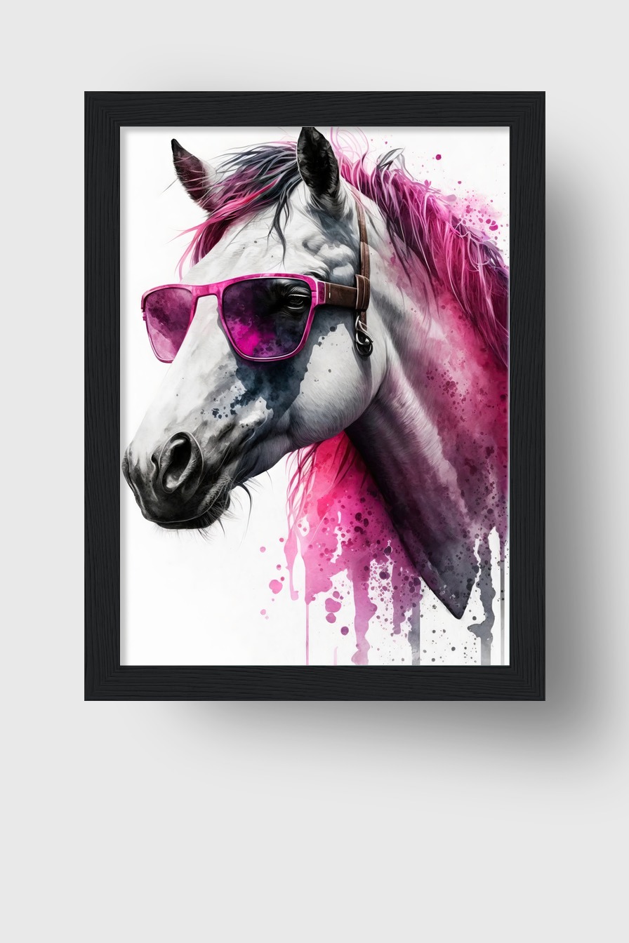 Digitale Kunst Poster Pferd Sonnenbrille pink