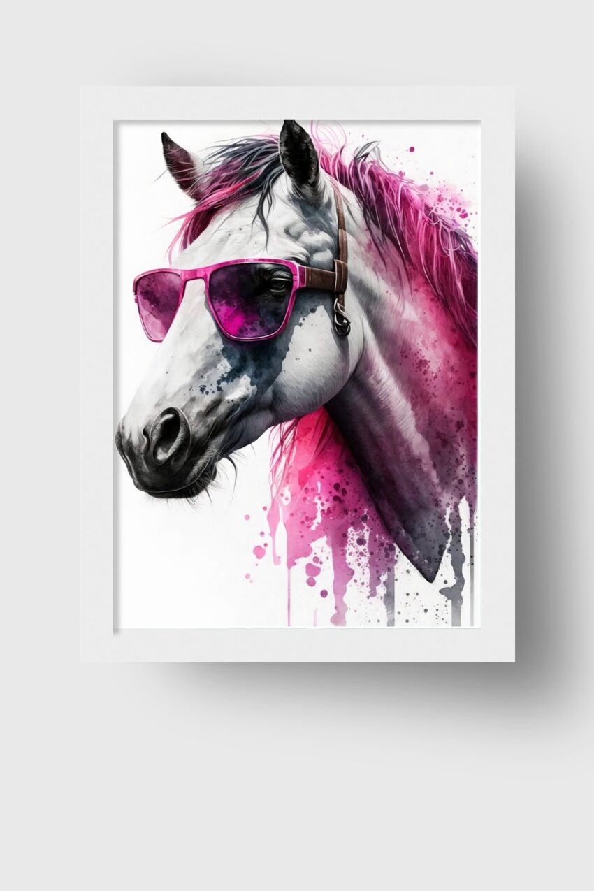 Digitale Kunst Poster Pferd Sonnenbrille pink