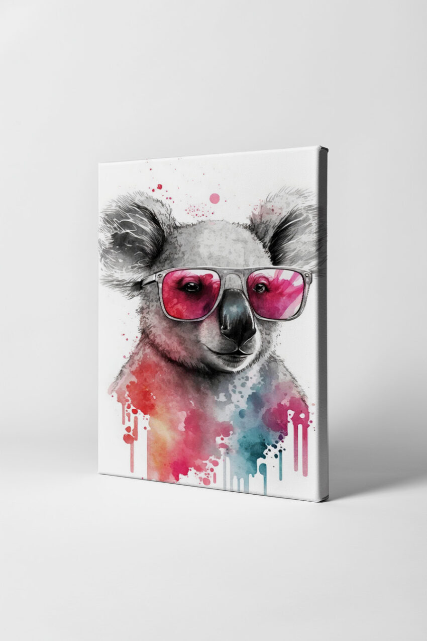 Illustration Poster Koala Sonnenbrille Aquarell bunt