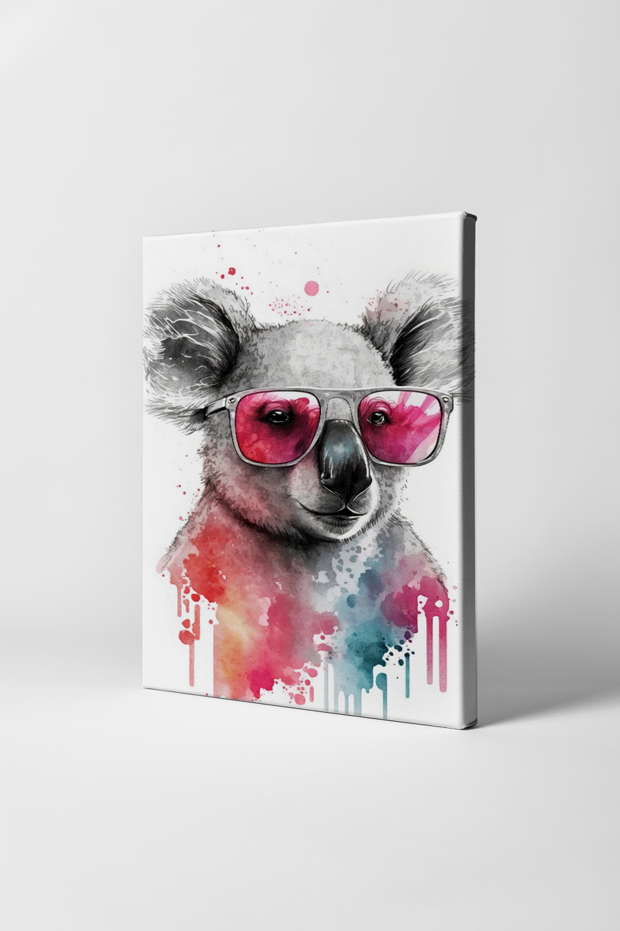 Illustration Poster Koala Sonnenbrille Aquarell bunt