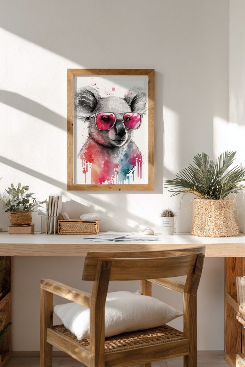 Illustration Poster Koala Sonnenbrille Aquarell bunt