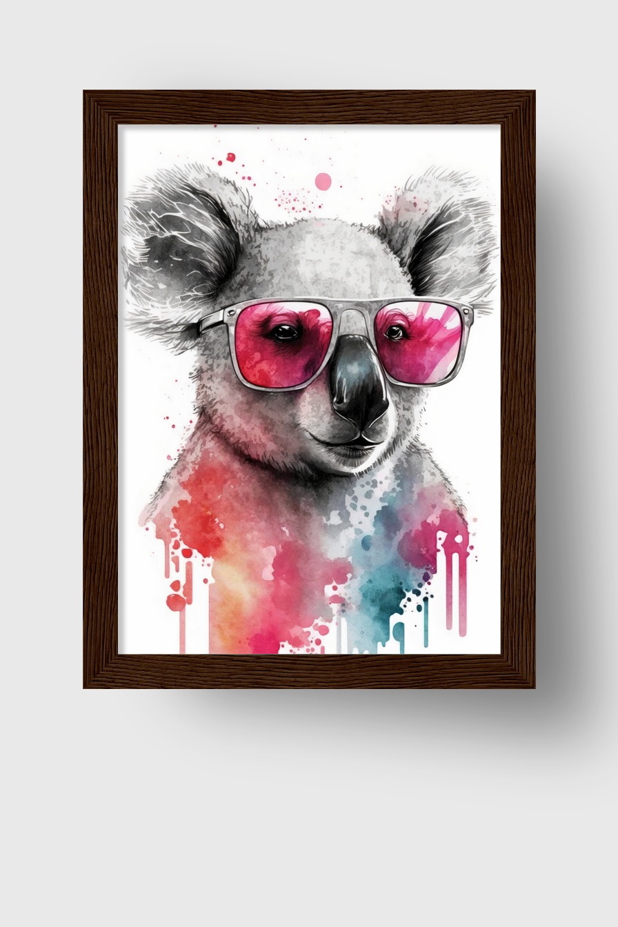 Illustration Poster Koala Sonnenbrille Aquarell bunt