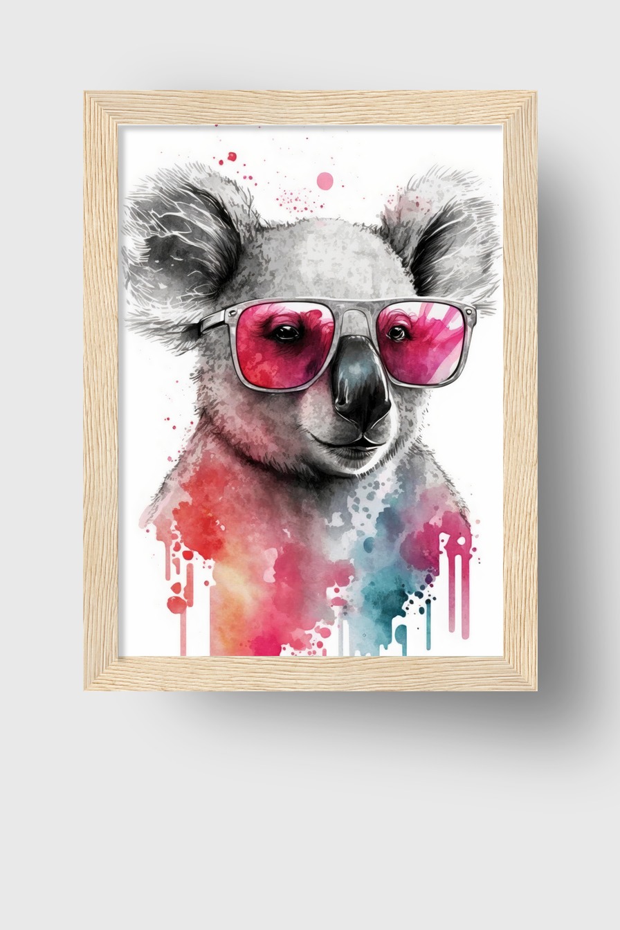 Illustration Poster Koala Sonnenbrille Aquarell bunt