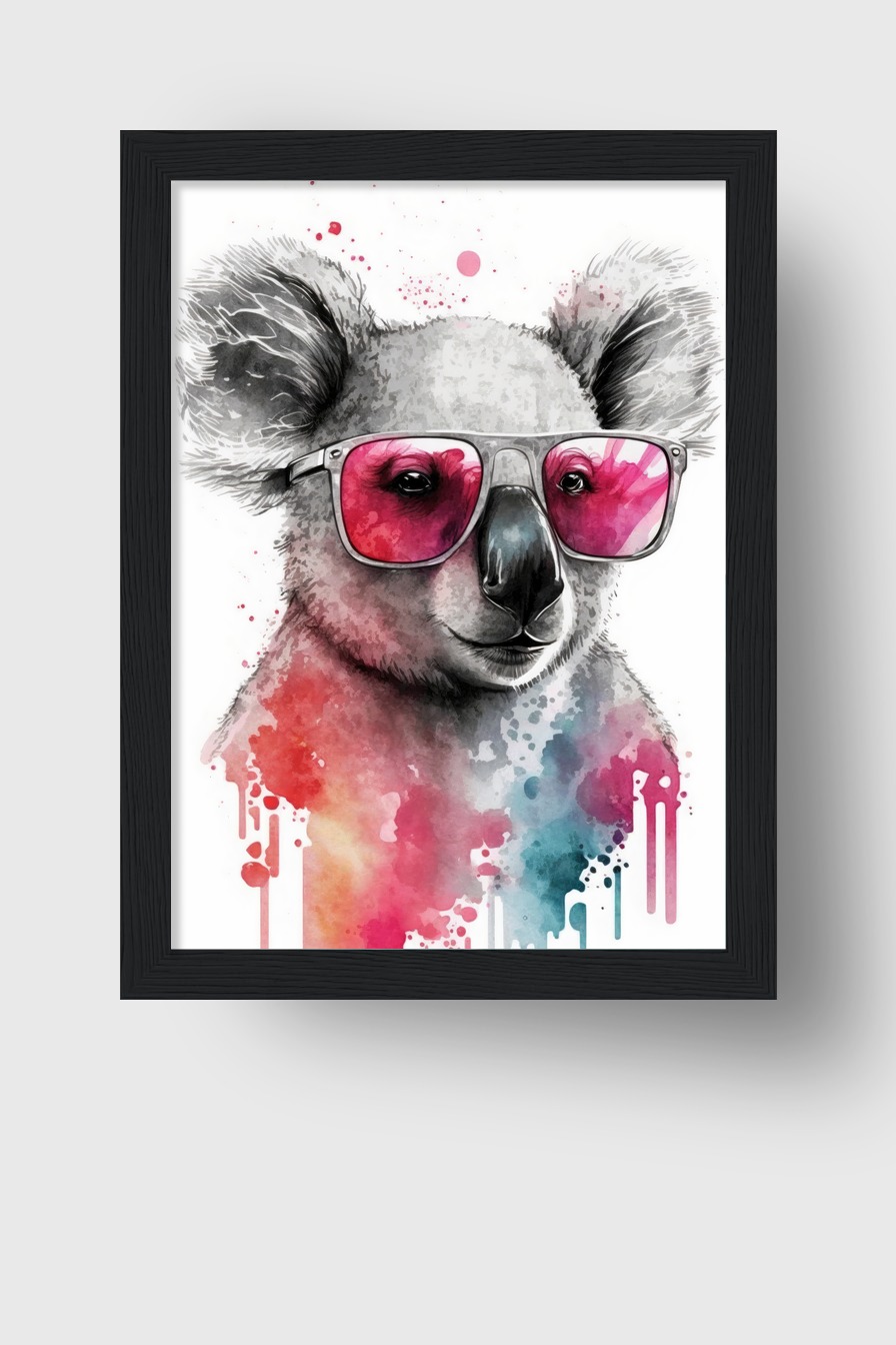 Illustration Poster Koala Sonnenbrille Aquarell bunt