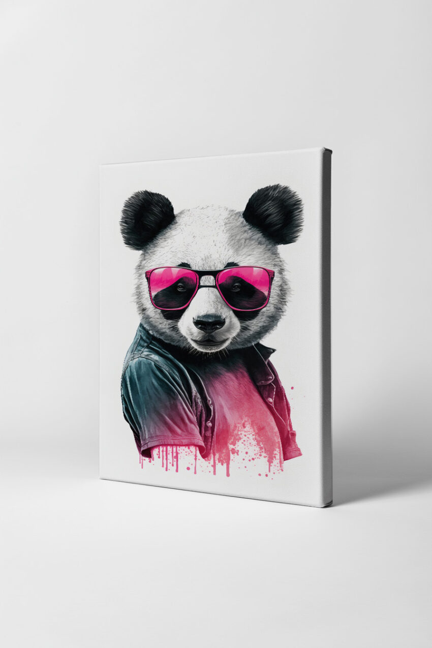 Illustration Poster Panda Sonnenbrille pink Shirt