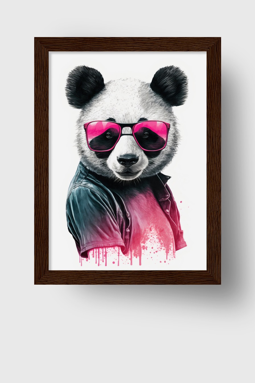 Illustration Poster Panda Sonnenbrille pink Shirt