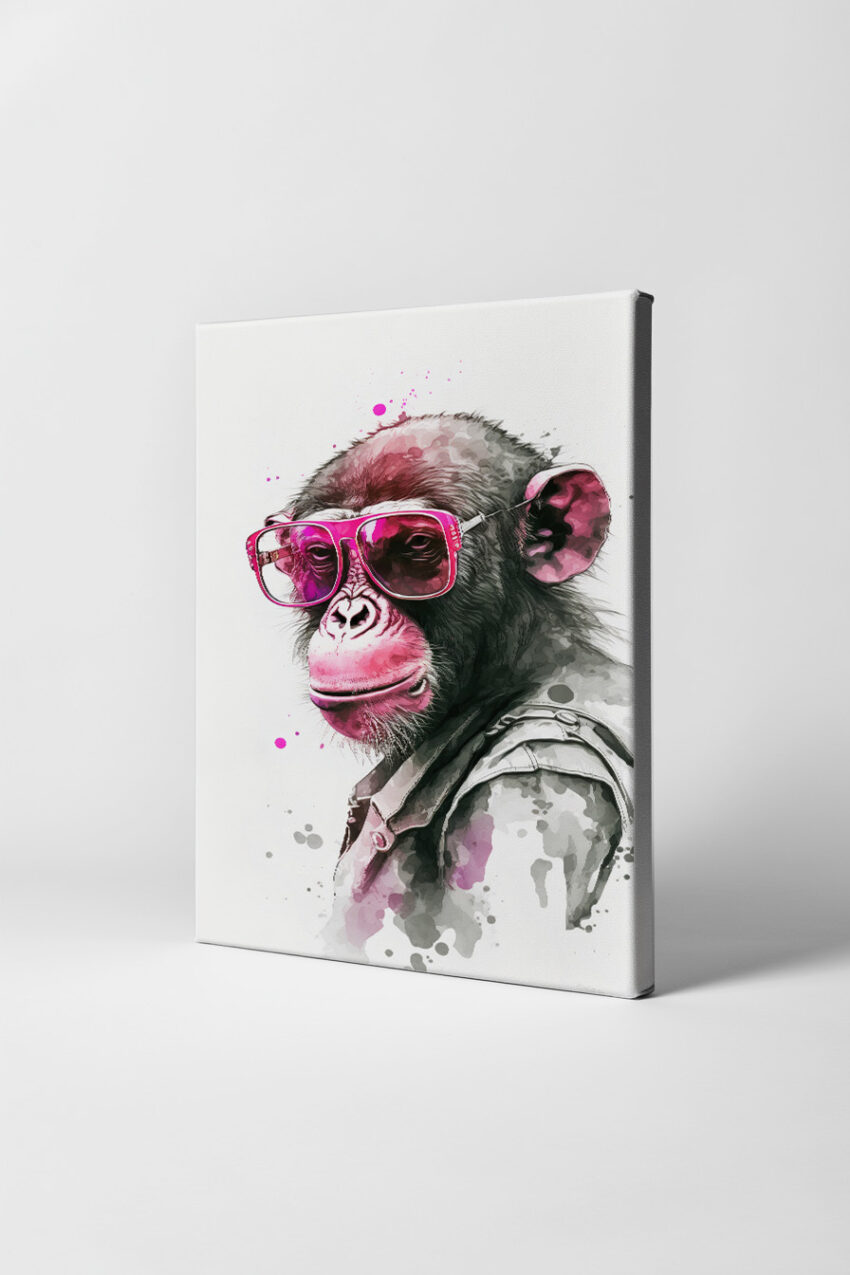 Digitale Kunst Poster Schimpanse Brille pink