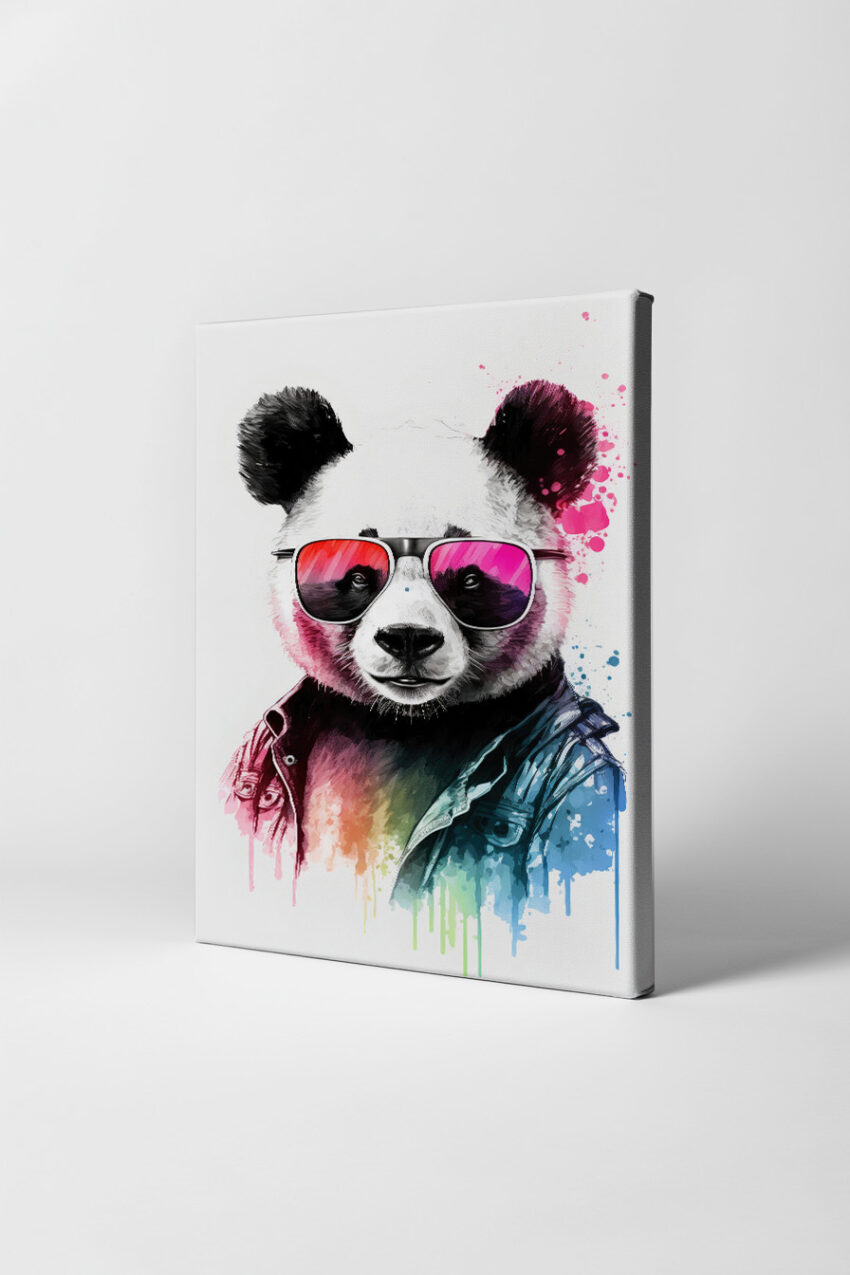 Digitale Kunst Poster Panda Sonnenbrille rot pink bunt