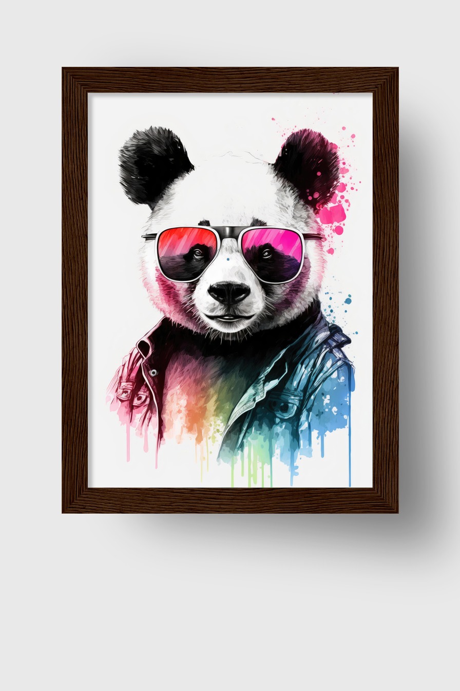 Digitale Kunst Poster Panda Sonnenbrille rot pink bunt