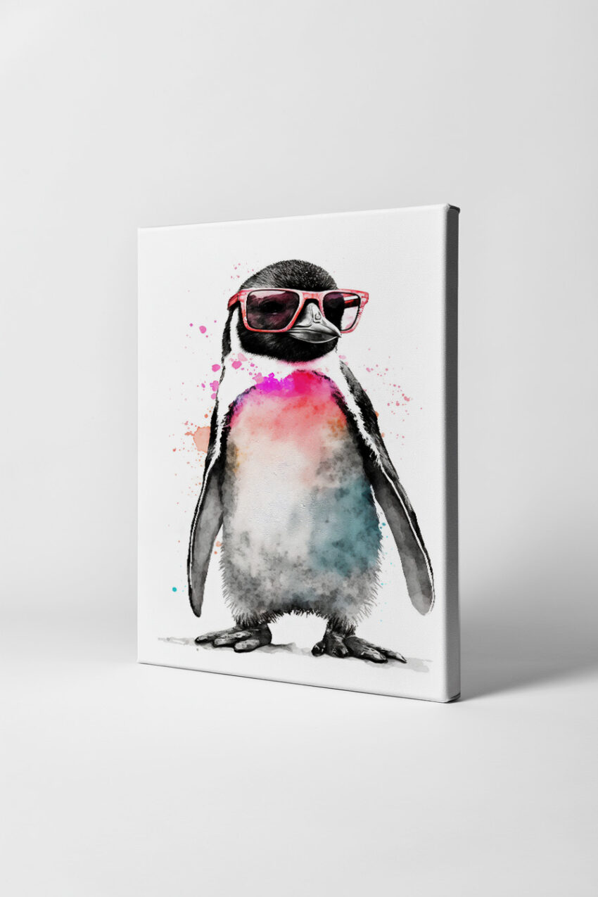 Digitale Kunst Poster Pinguin Sonnenbrille bunt farbig