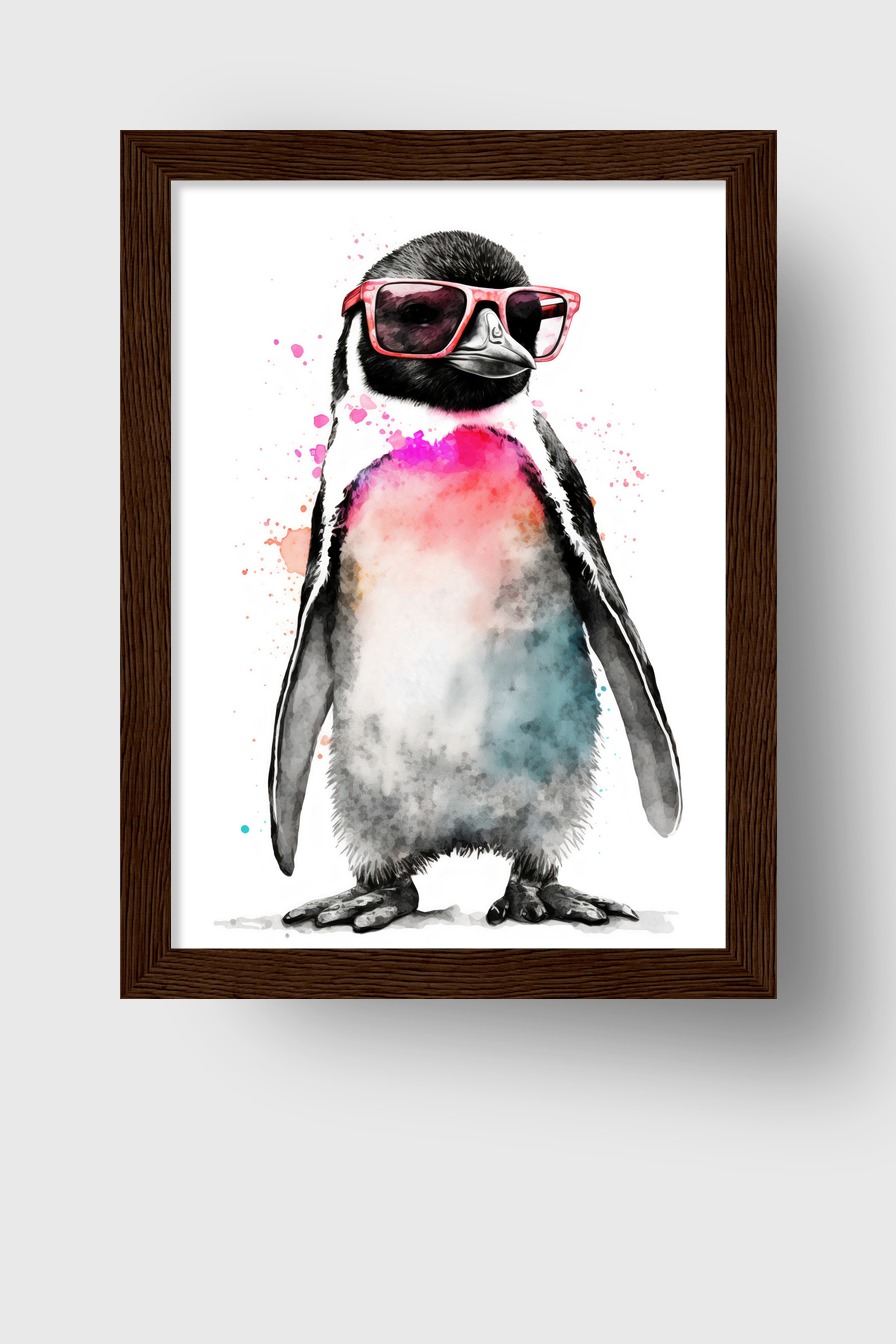 Digitale Kunst Poster Pinguin Sonnenbrille bunt farbig