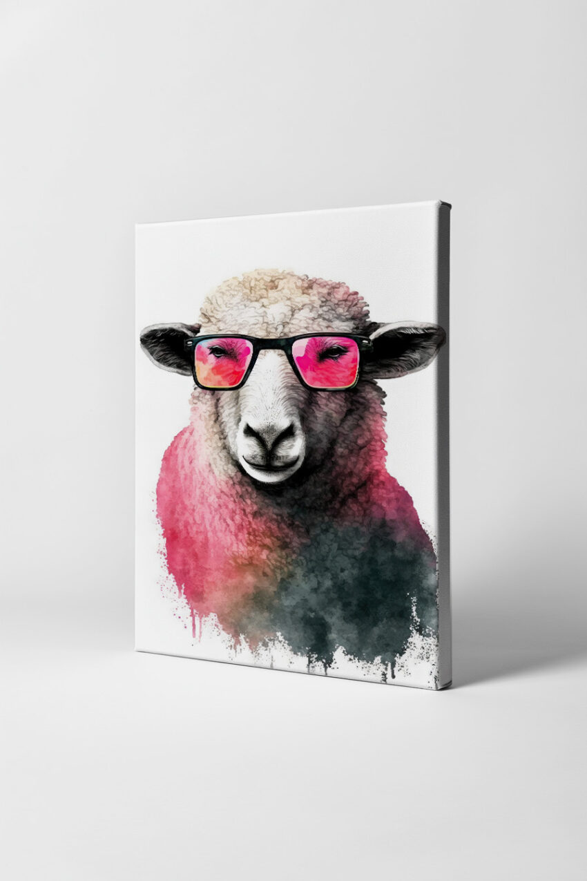 Digitale Kunst Poster Schaf Brille pink