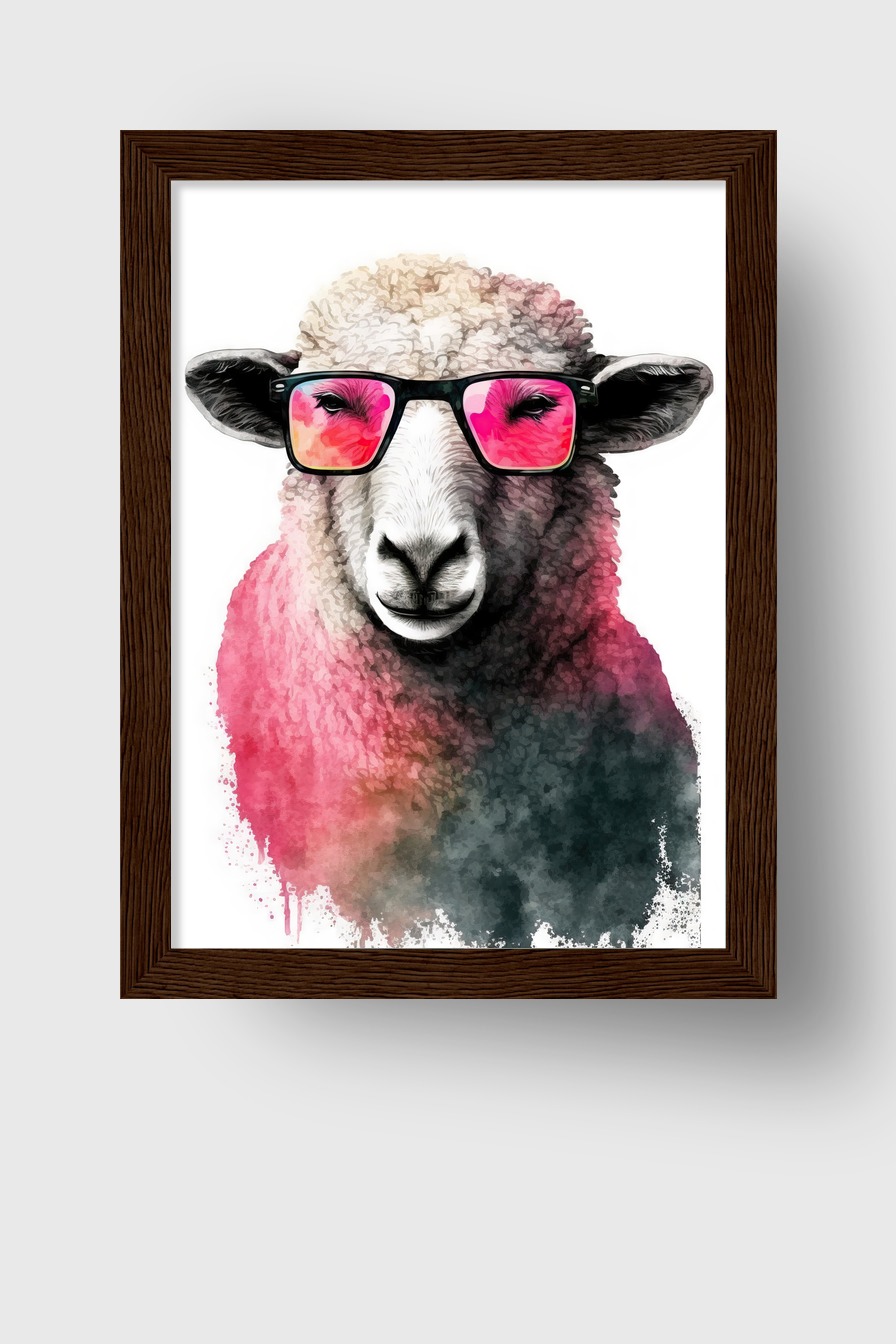 Digitale Kunst Poster Schaf Brille pink