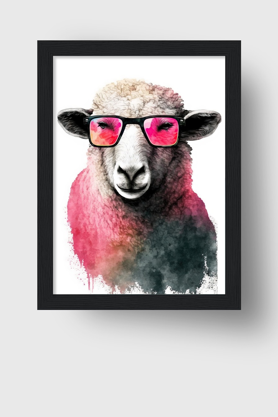Digitale Kunst Poster Schaf Brille pink
