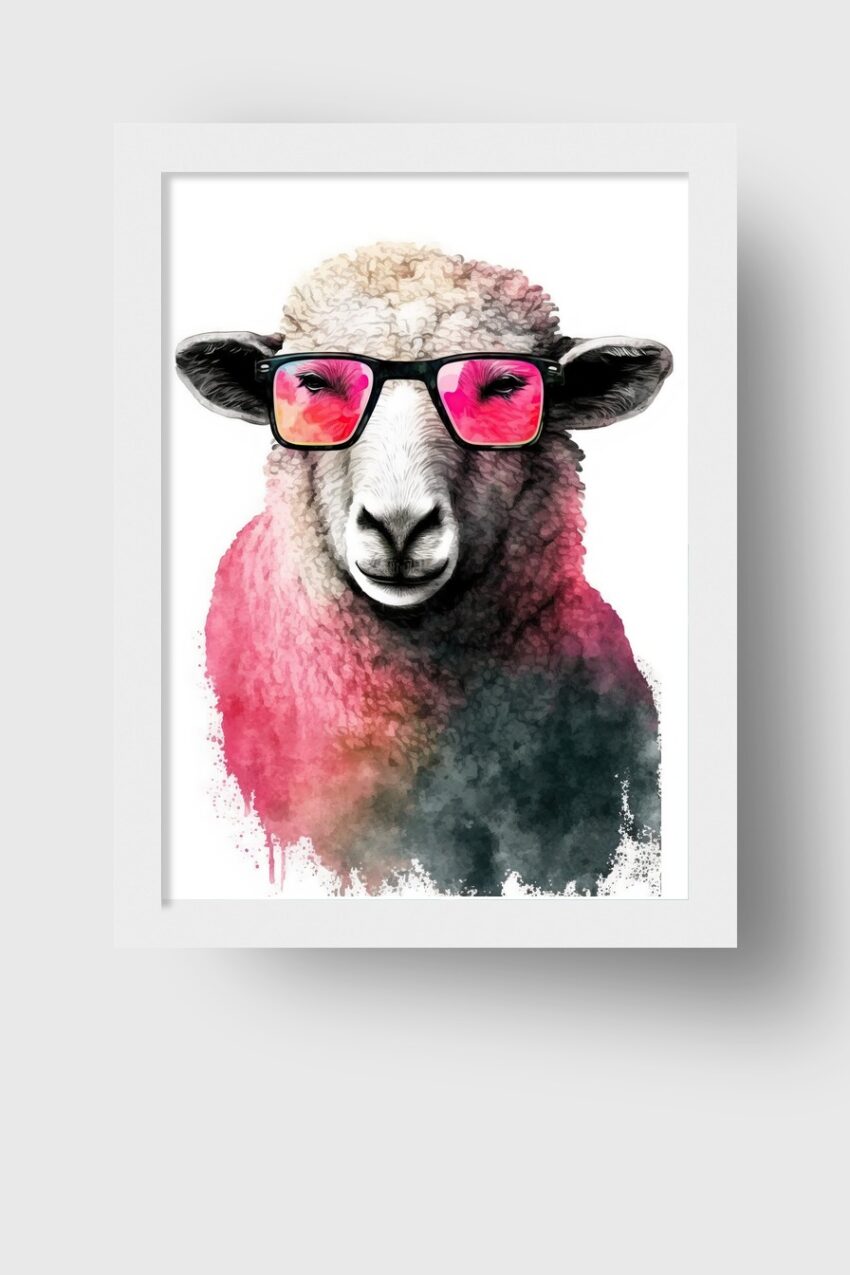 Digitale Kunst Poster Schaf Brille pink
