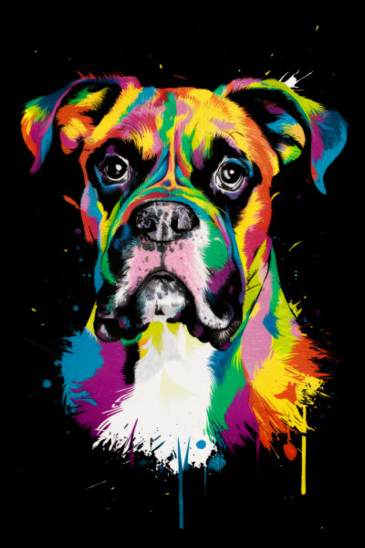 Boxer bunt Leinwandbild