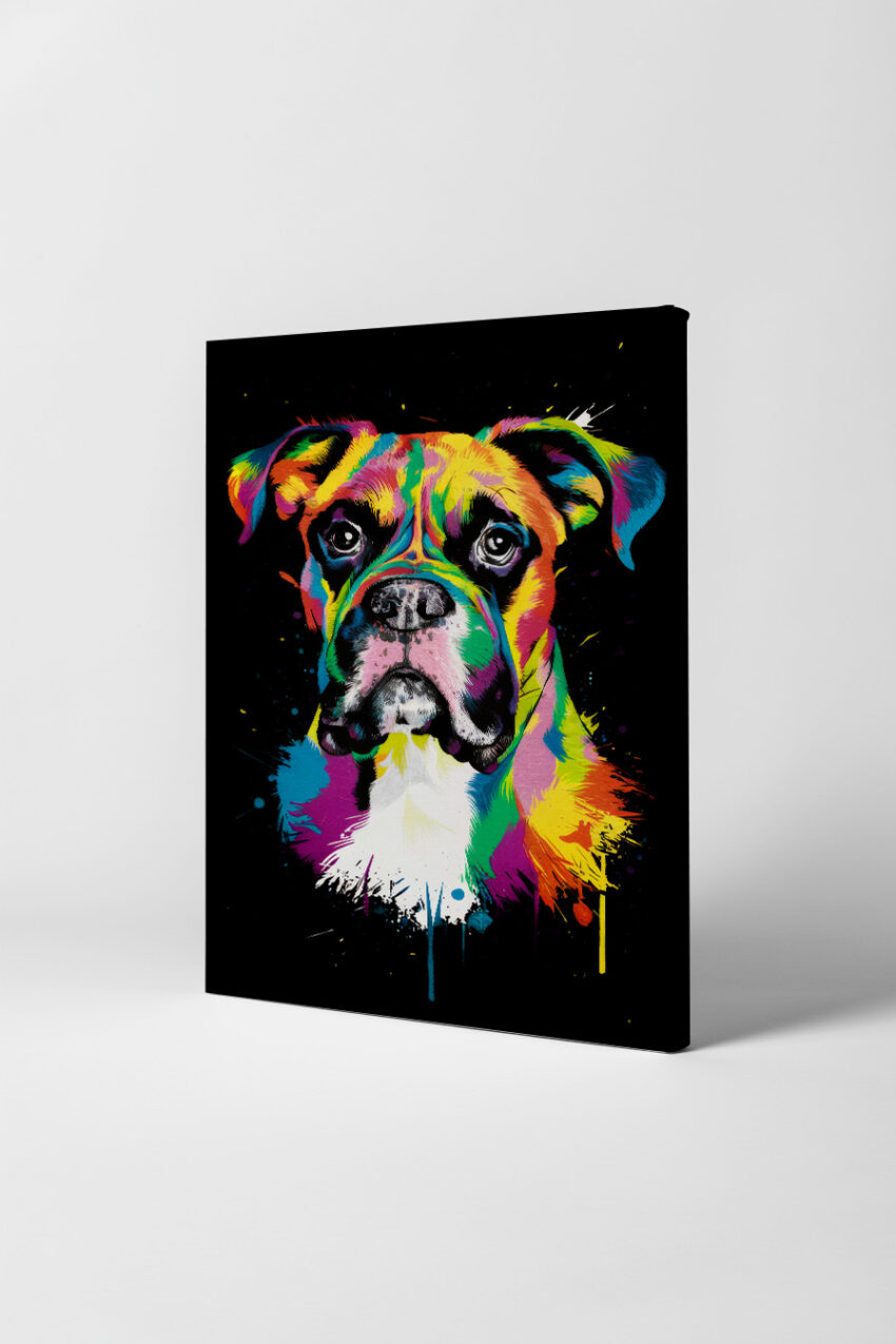 Digitale Kunst Poster Boxer Hund bunt farbig