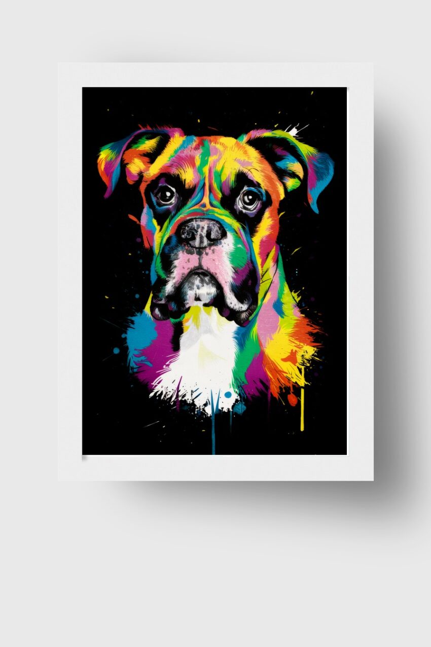 Digitale Kunst Poster Boxer Hund bunt farbig