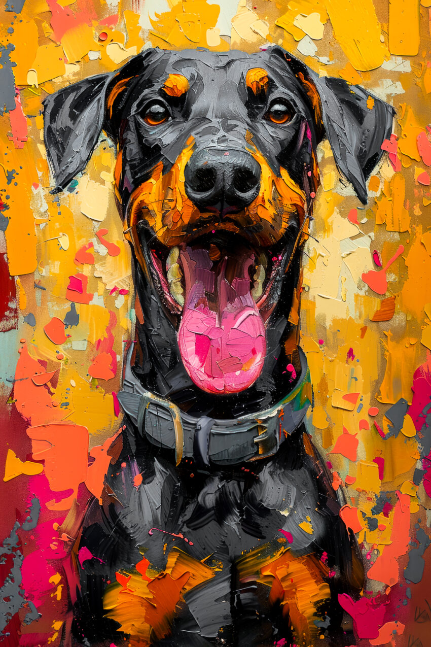 Digitale Kunst Poster Dobermann farbig lebendig