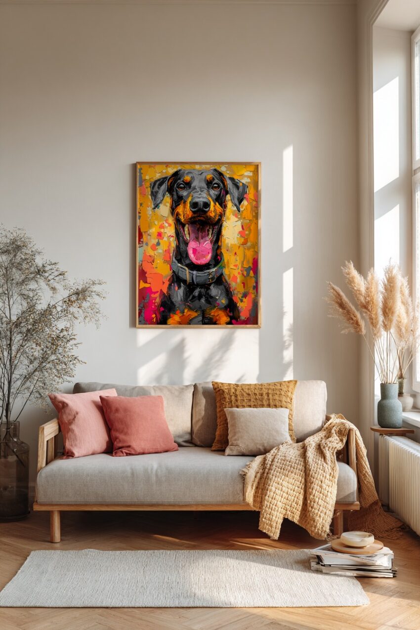 Digitale Kunst Poster Dobermann farbig lebendig