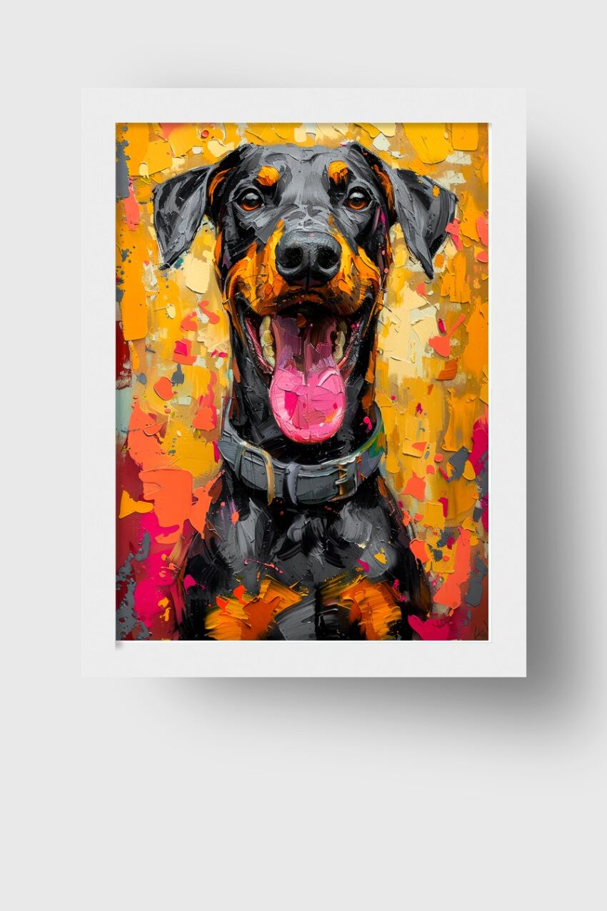 Digitale Kunst Poster Dobermann farbig lebendig
