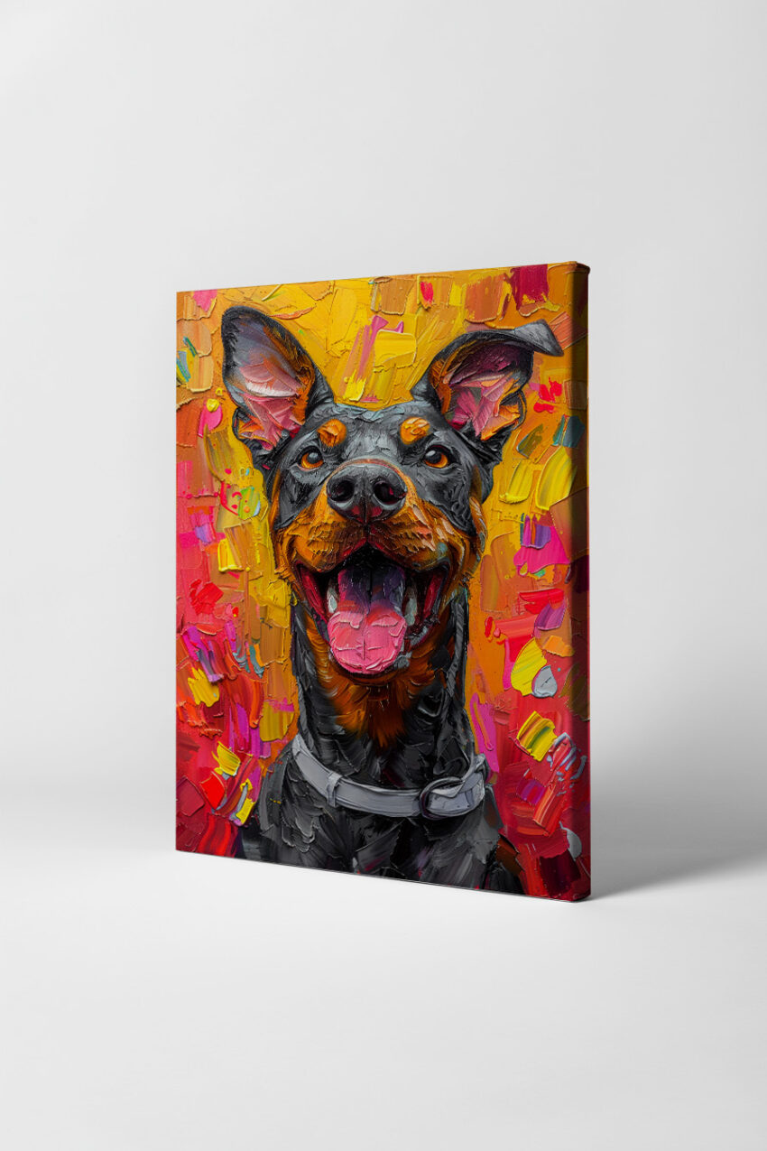 Digitale Kunst Poster Dobermann farbig Porträt lebendig