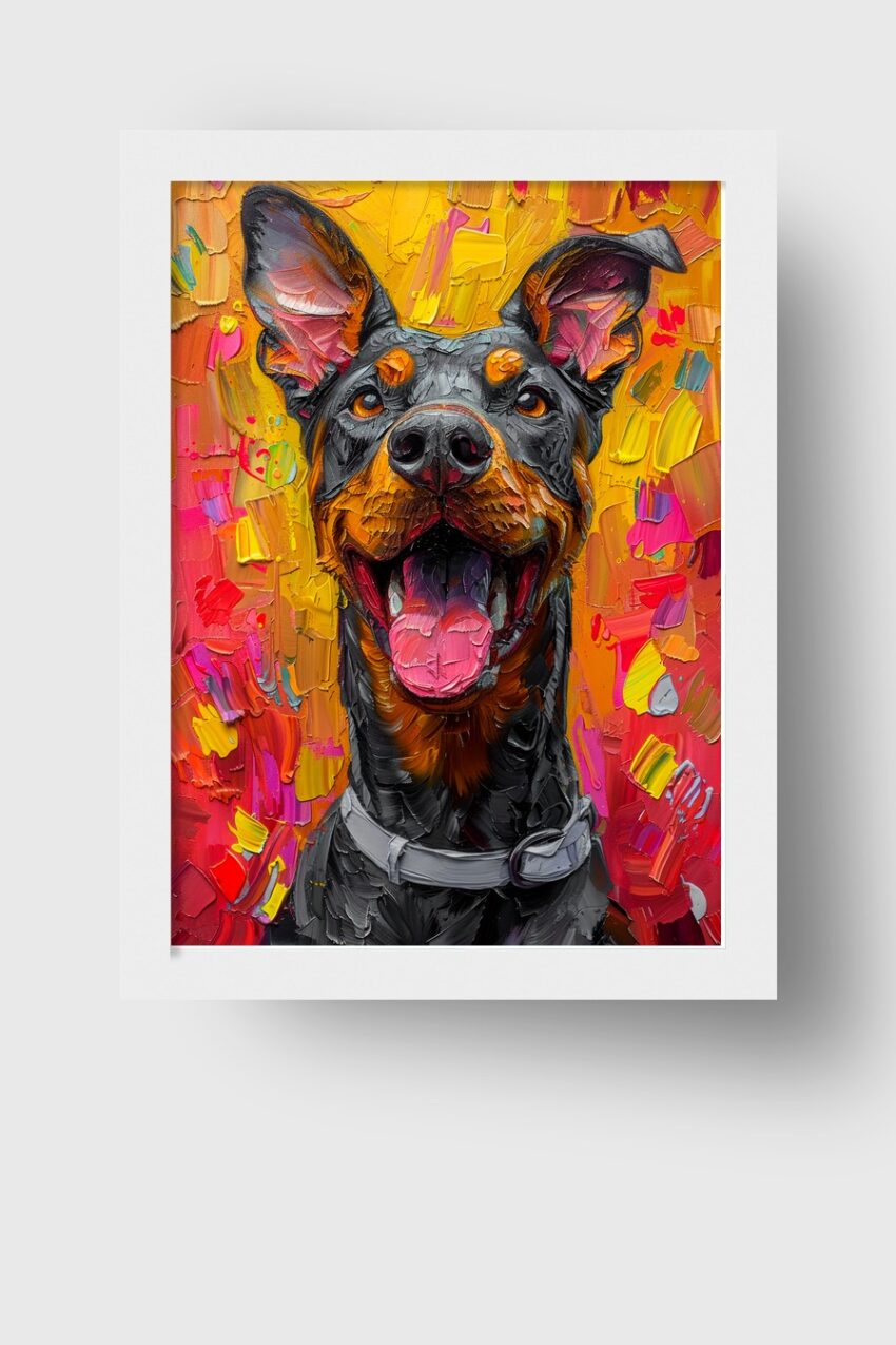 Digitale Kunst Poster Dobermann farbig Porträt lebendig