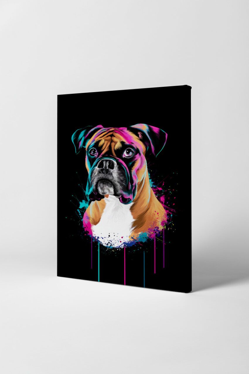 Digitale Kunst Poster Boxer Hund bunt farbig
