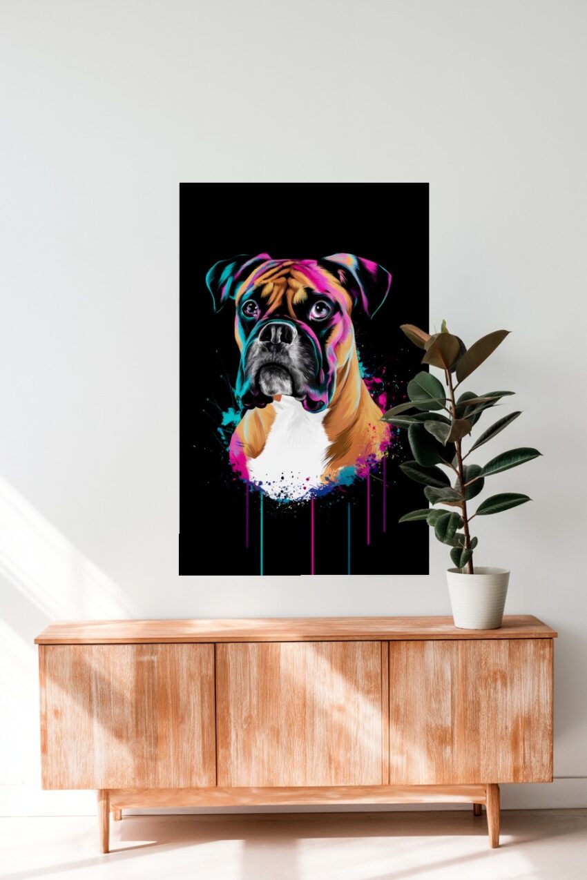 Digitale Kunst Poster Boxer Hund bunt farbig
